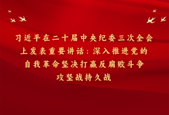 習(xí)近平在二十屆中央紀(jì)委三次全會上發(fā)表重要講話：深入推進(jìn)黨的自我革命 堅(jiān)決打贏反腐敗斗爭攻堅(jiān)戰(zhàn)持久戰(zhàn)